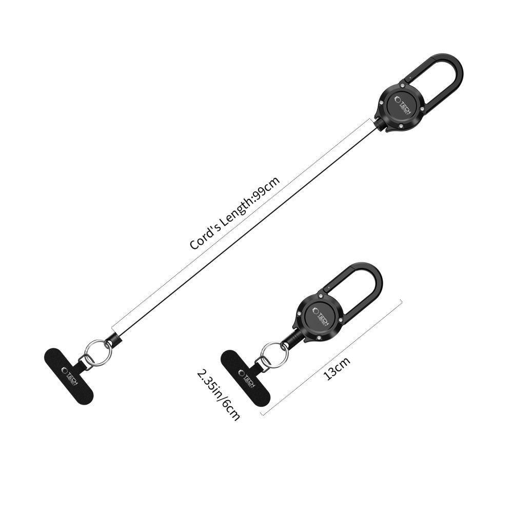 Tech-Protect URBANLOOP Anti-Tyveri Nøglering med Yoyo-Snor - Sort