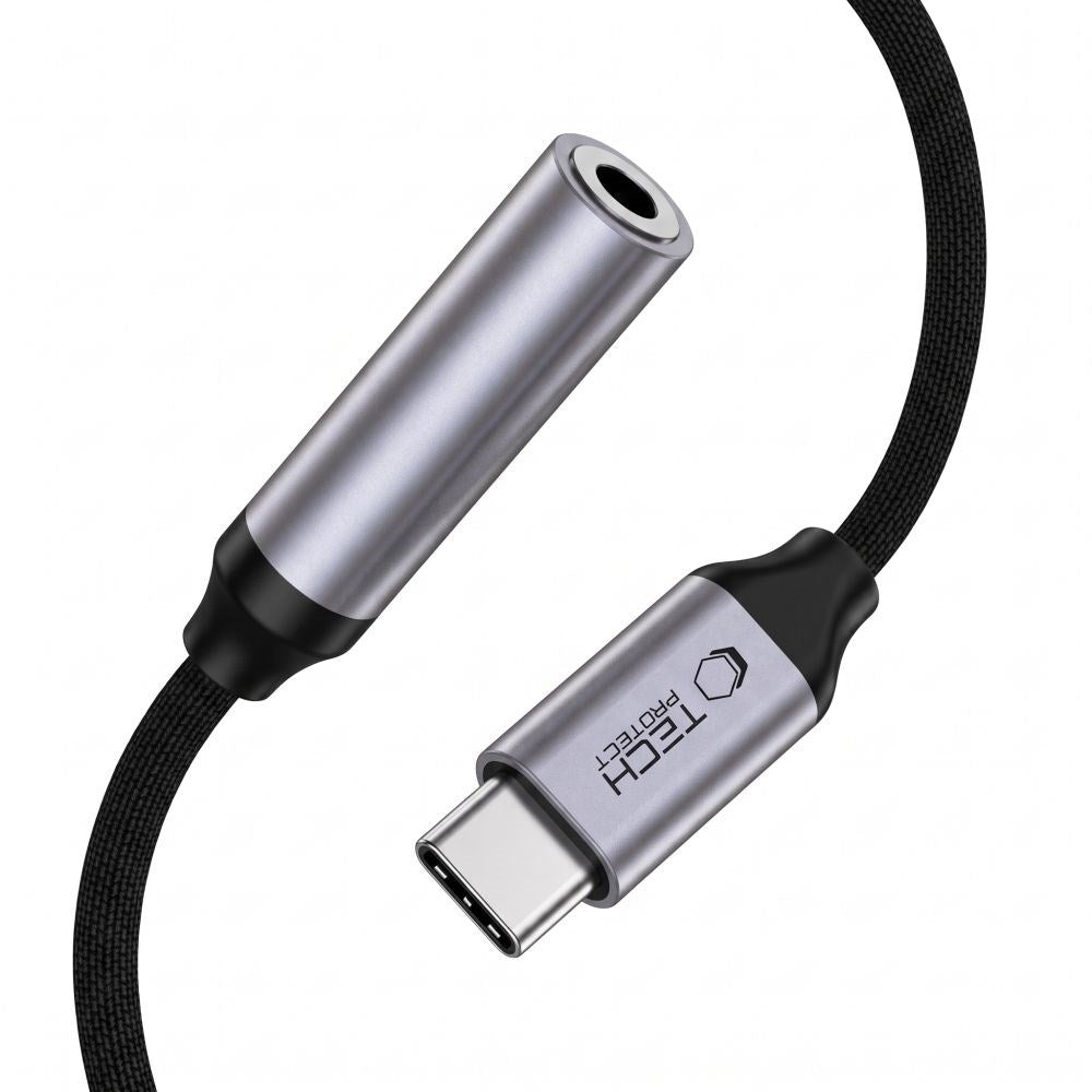 USB-C Til Mini Jack 3.5mm DAC Adapter Tech-Protect UltraBoost - Grå