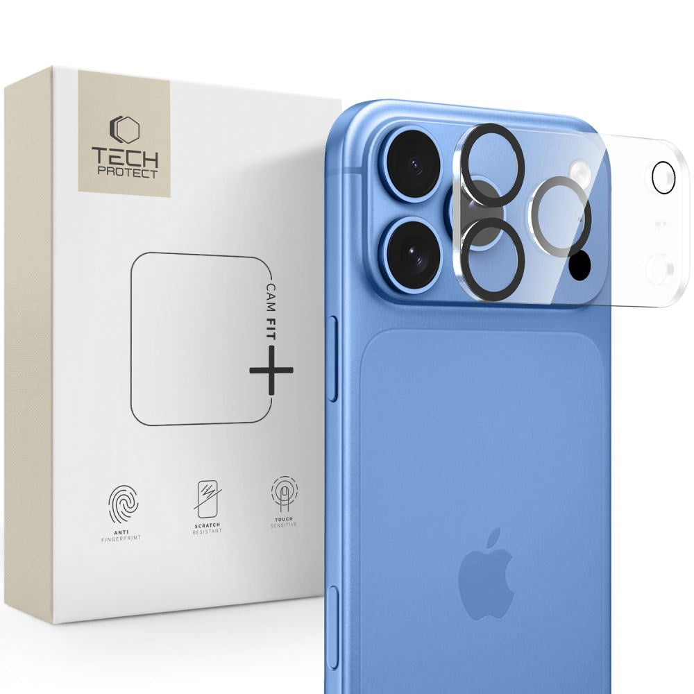 iPhone 18 Pro Tech-Protect Cam Fit+ Kameralinsebeskyttelsesglas - Gennemsigtig / Sort