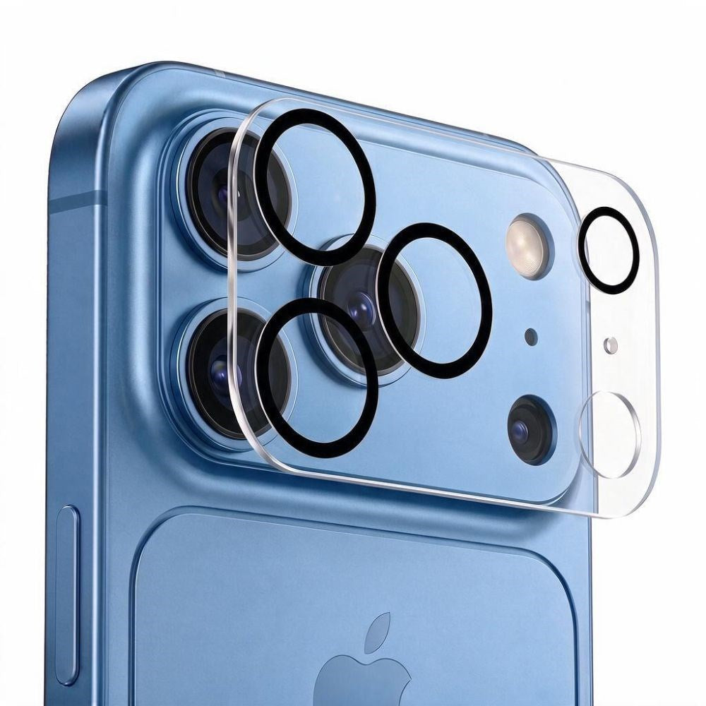 iPhone 18 Pro Tech-Protect Cam Fit+ Kameralinsebeskyttelsesglas - Gennemsigtig / Sort