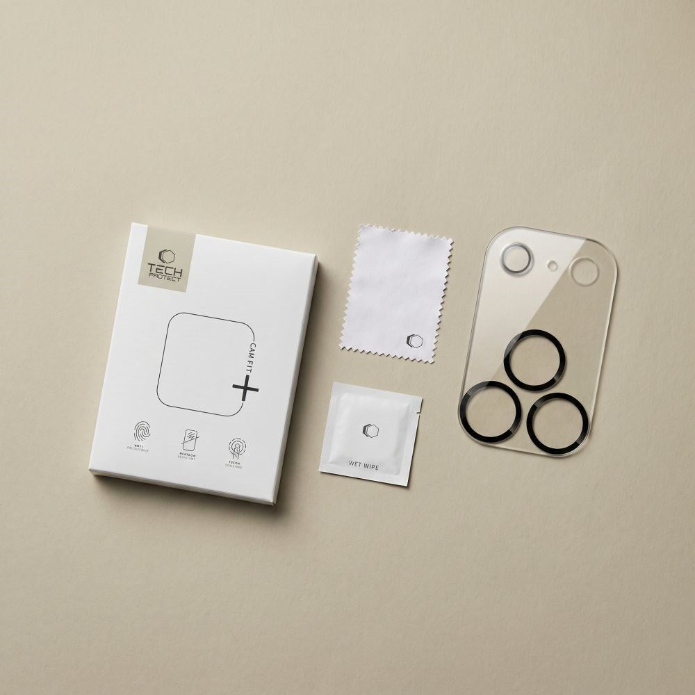 iPhone 18 Pro Tech-Protect Cam Fit+ Kameralinsebeskyttelsesglas - Gennemsigtig / Sort