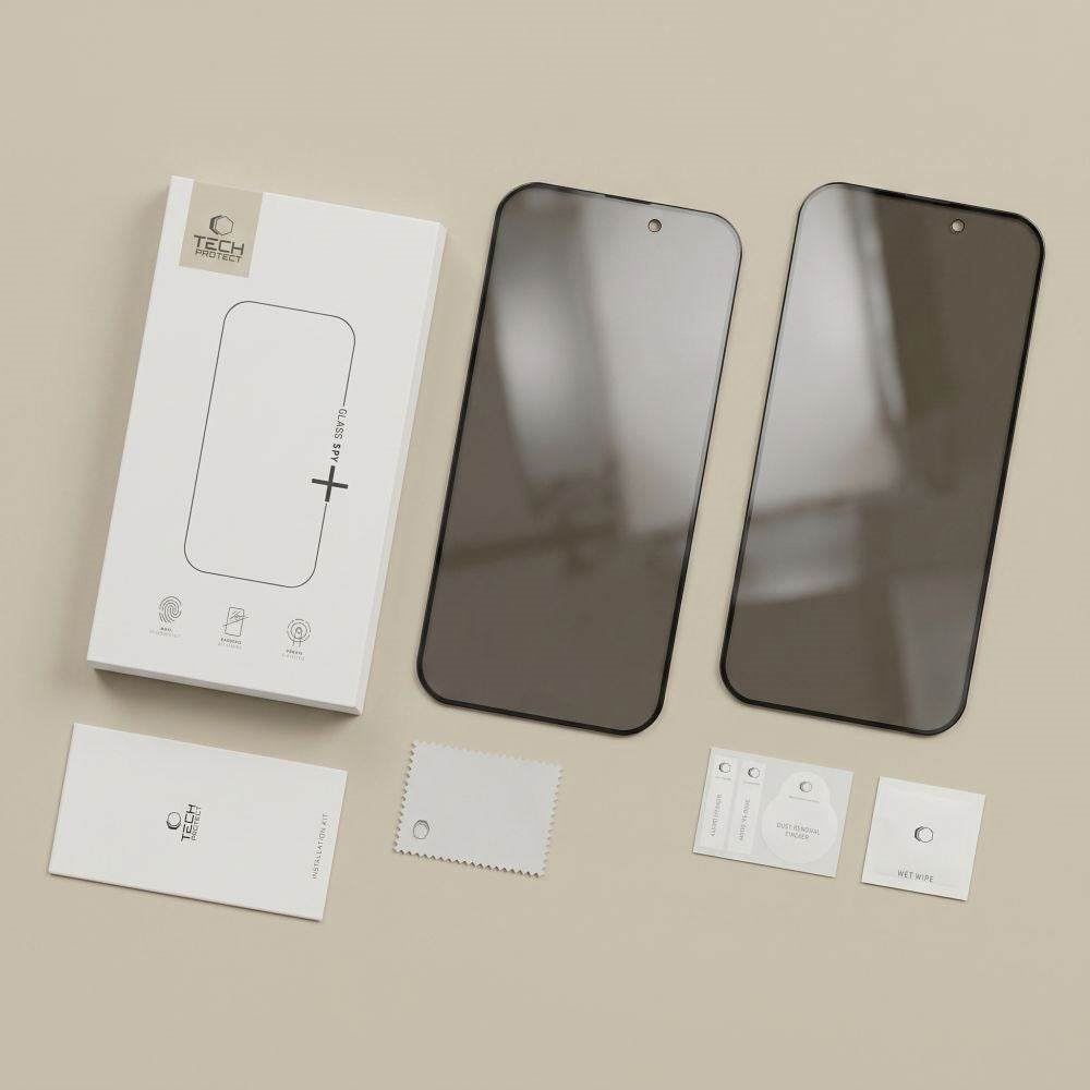 iPhone 18 Pro Max Tech-Protect Hærdet Skærmbeskyttelsesglas - Privacy Funktion - 2 stk. - Gennemsigtig