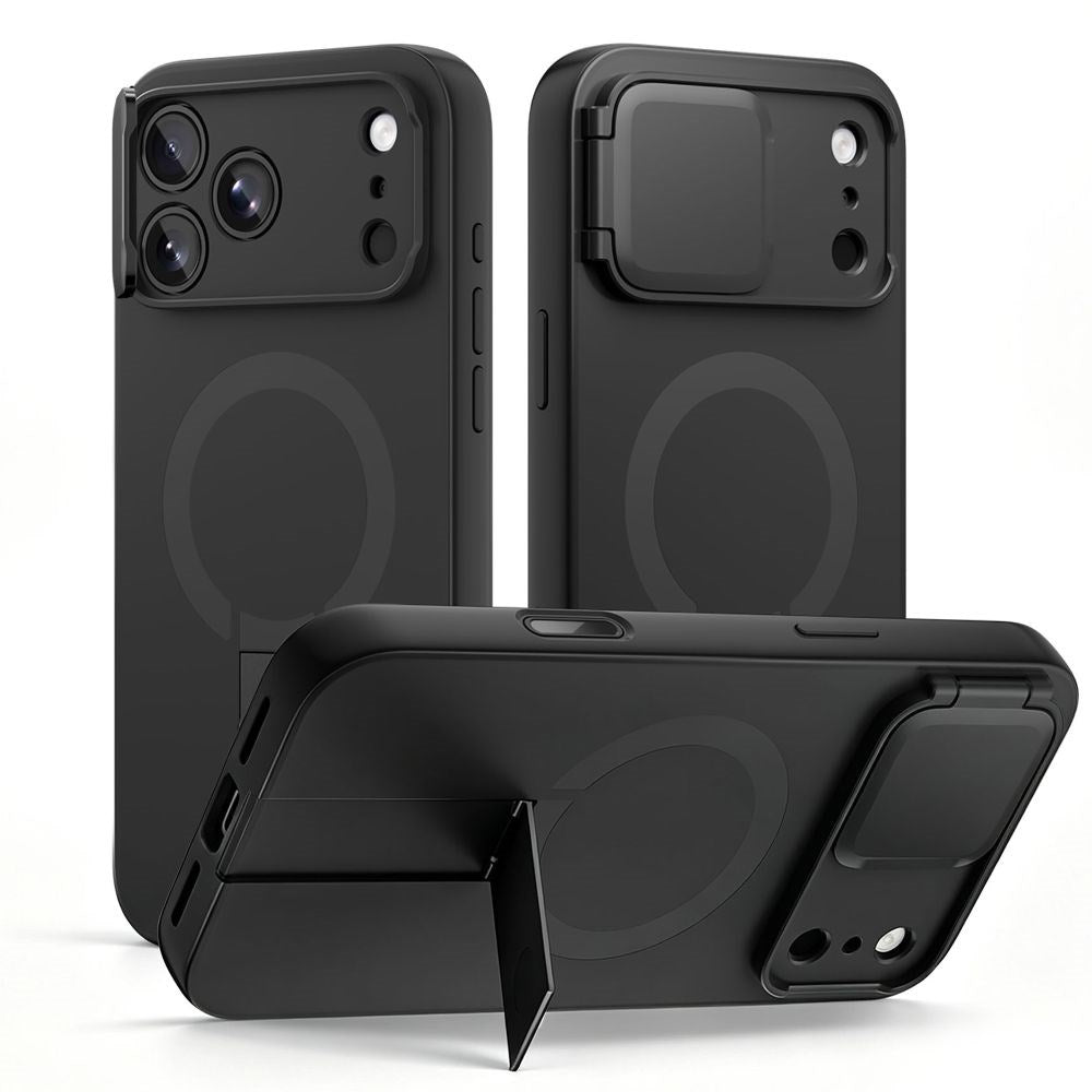 iPhone 18 Pro Max / 17 Pro Max Tech-Protect Kevlar Aura Cover m. Ståfunktion og Cam Slider - MagSafe Kompatibel - Sort