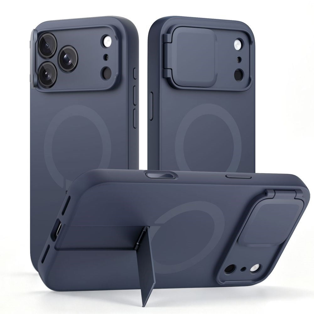 iPhone 18 Pro Max / 17 Pro Max Tech-Protect Kevlar Aura Cover m. Ståfunktion og Cam Slider - MagSafe Kompatibel - Blå