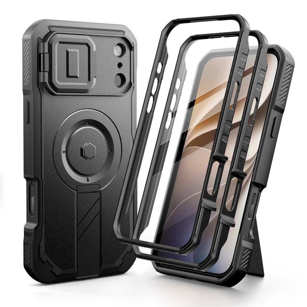 iPhone 18 Pro Max / 17 Pro Max Tech-Protect Kelvar Håndværker Cover m. Skærmbeskyttelse og Kamerabeskyttelse - MagSafe Kompatibel - Sort