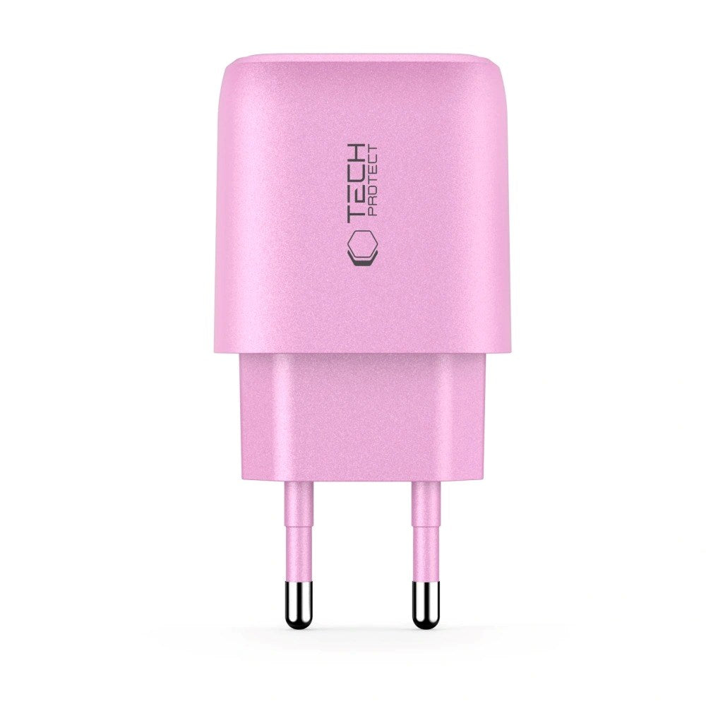 Tech-Protect NCA30 Vægoplader m. 30W - 1 x USB-A & 1 x USB-C - Lyserød