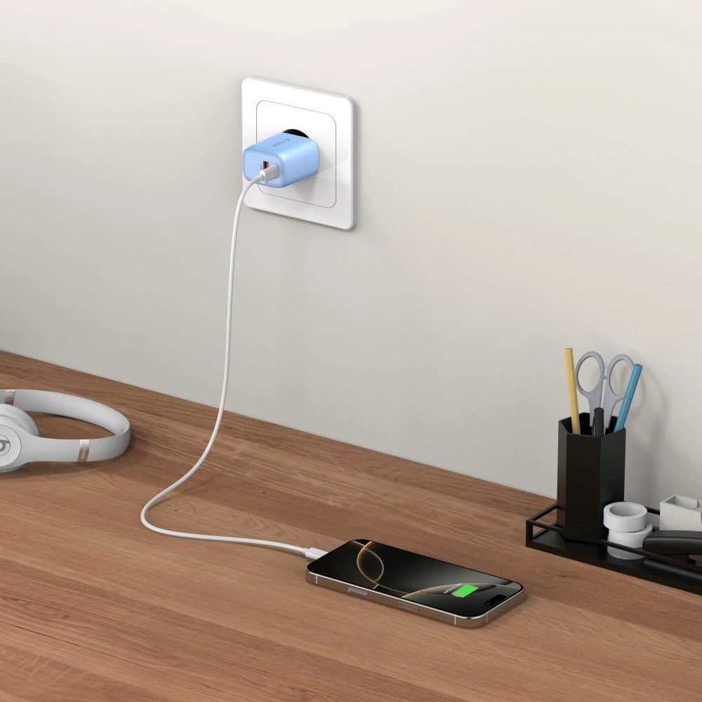 Tech-Protect NCA30 Vægoplader m. 30W - 1 x USB-A & 1 x USB-C - Blå