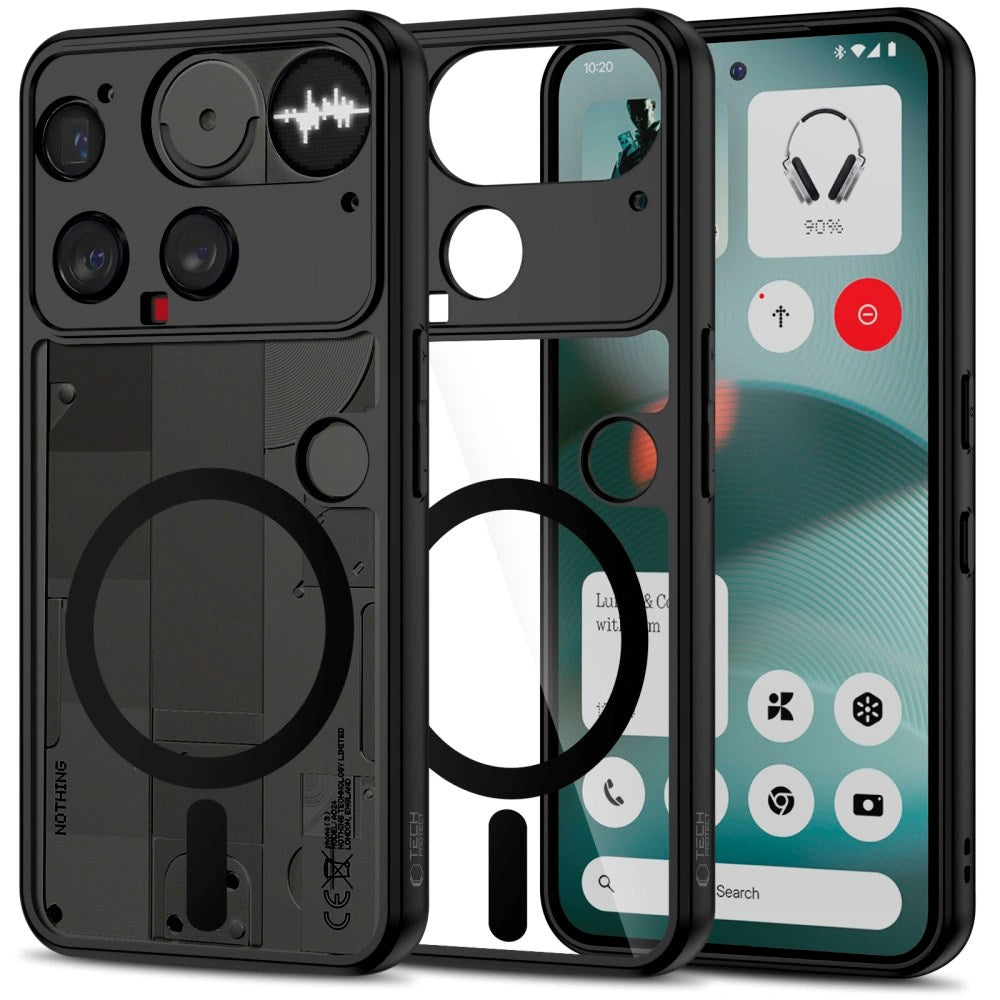 Nothing Phone (3) Tech-Protect MagMat Hybrid Cover - MagSafe Kompatibel - Gennemsigtig / Sort