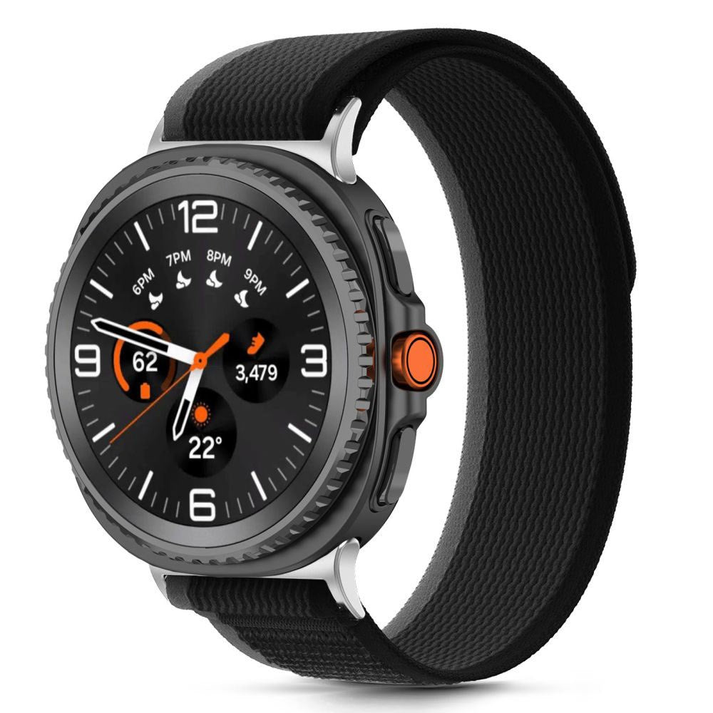 Samsung Galaxy Watch 8 / 9 / Classic (40 / 44 / 46mm) Tech-Protect Nylon Stripe Urrem - Sort / Orange