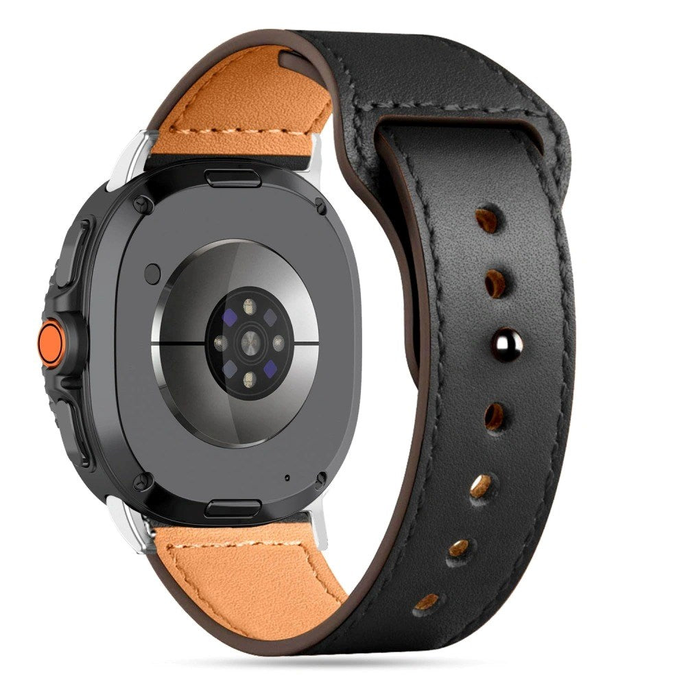 Tech-Protect Samsung Galaxy Watch 8 / 8 Classic (40 / 44 / 46mm) Leatherfit Ægte Læder Urrem - Sort / Brun