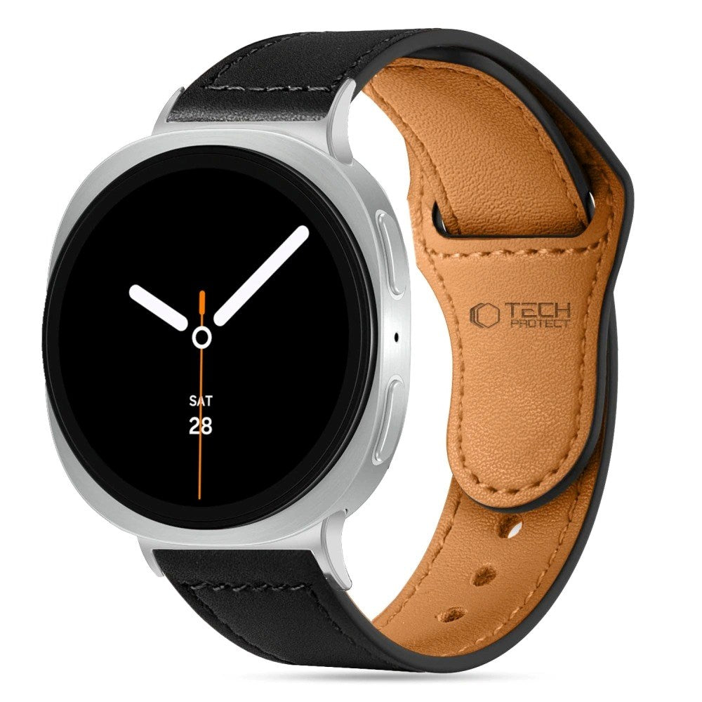 Tech-Protect Samsung Galaxy Watch 8 / 8 Classic (40 / 44 / 46mm) Leatherfit Ægte Læder Urrem - Sort / Brun