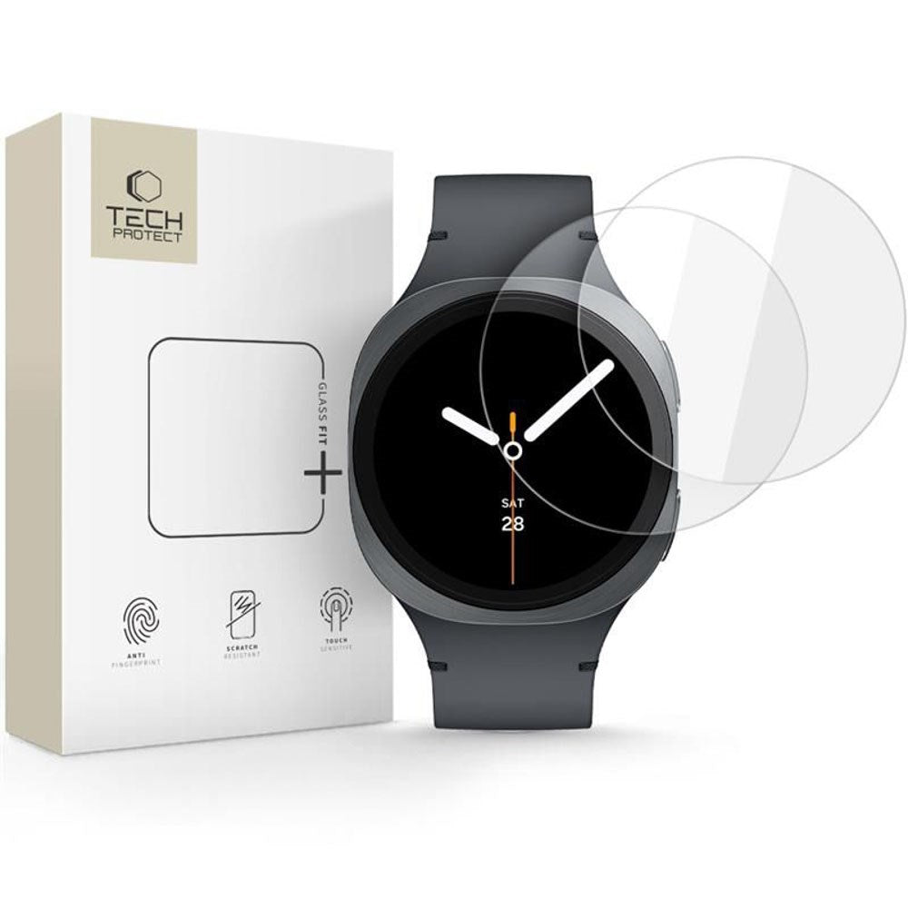Samsung Galaxy Watch 8 / 9 (44mm) Tech-Protect Glass Fit+ Hærdet Beskyttelsesglas - 2 stk - Gennemsigtig
