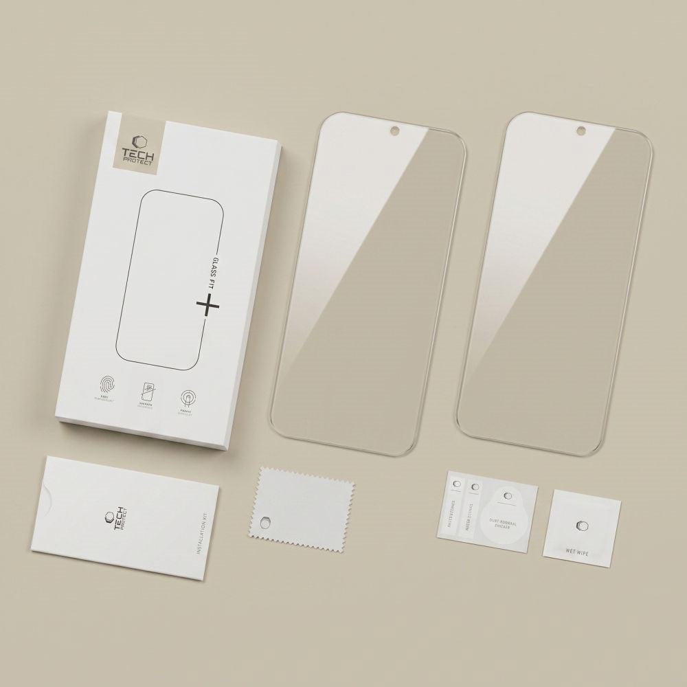 Google Pixel 11 Pro / 11 / 10 Pro / 10 / 9 Pro / 9 Tech-Protect Glass Fit+ Hærdet Beskyttelsesglas - 2 stk - Gennemsigtig