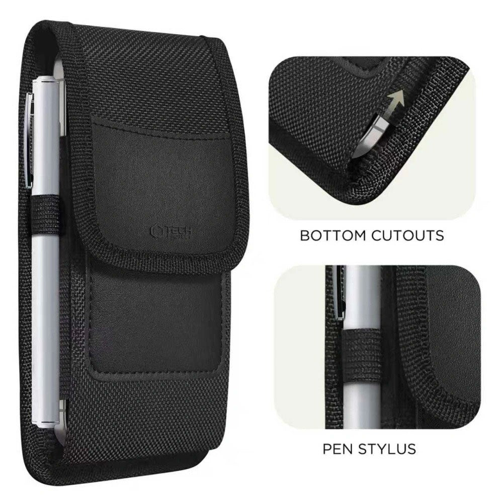 Tech-Protect Universal Nylon Mobil Etui - Mål (17.7 x 9.1 x 2.4 cm) - Sort