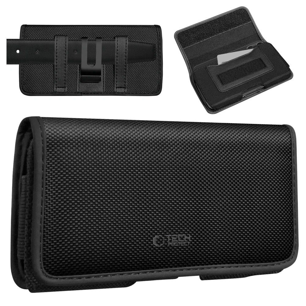 Tech-Protect Universal Nylon Mobil Etui - Mål (16.2 x 9 x 2.8 cm) - Sort