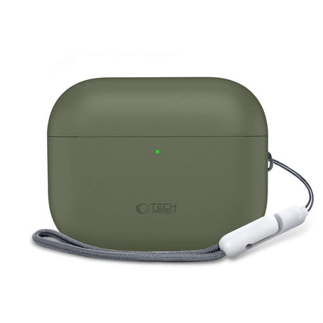 Apple AirPods Pro (3. Gen) Tech-Protect Silikone Cover m. Rem - Olivengrøn