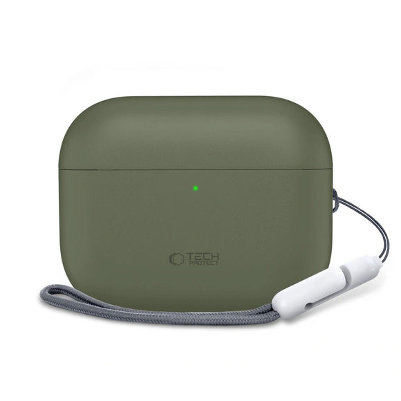 Apple AirPods Pro (3. Gen) Tech-Protect Silikone Cover m. Rem - Olivengrøn