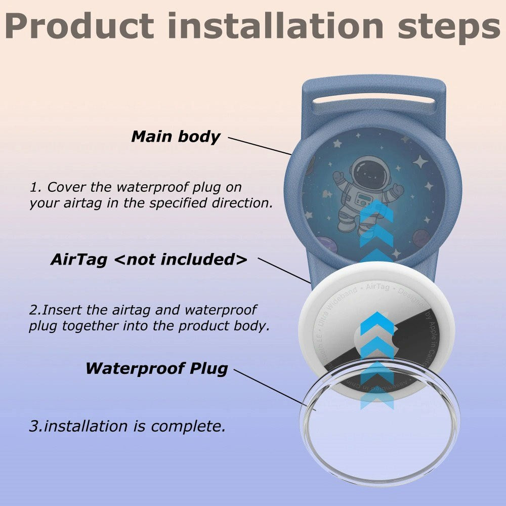 Apple AirTag 1. & 2. Gen. Rem til Børn - Tech-Protect Nylon - Blå / Astronaut