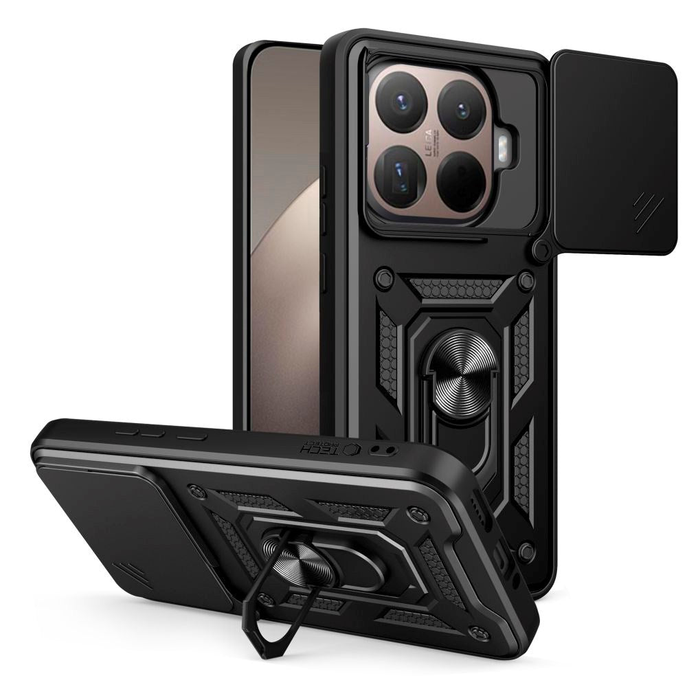 Xiaomi 15T Pro Tech-Protect Camshield m. Magnetisk Fingerring & Ståfunktion - Sort