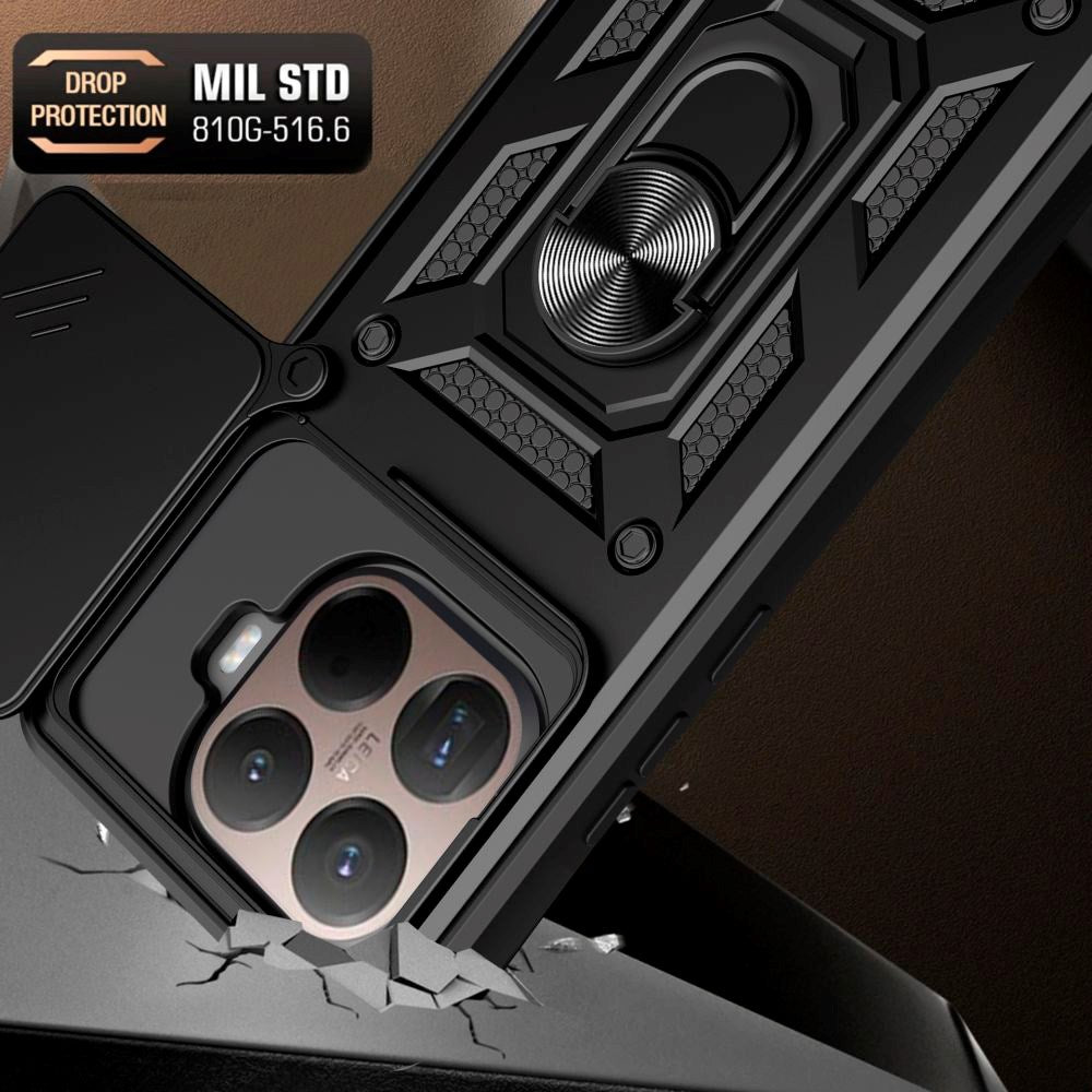 Xiaomi 15T Pro Tech-Protect Camshield m. Magnetisk Fingerring & Ståfunktion - Sort