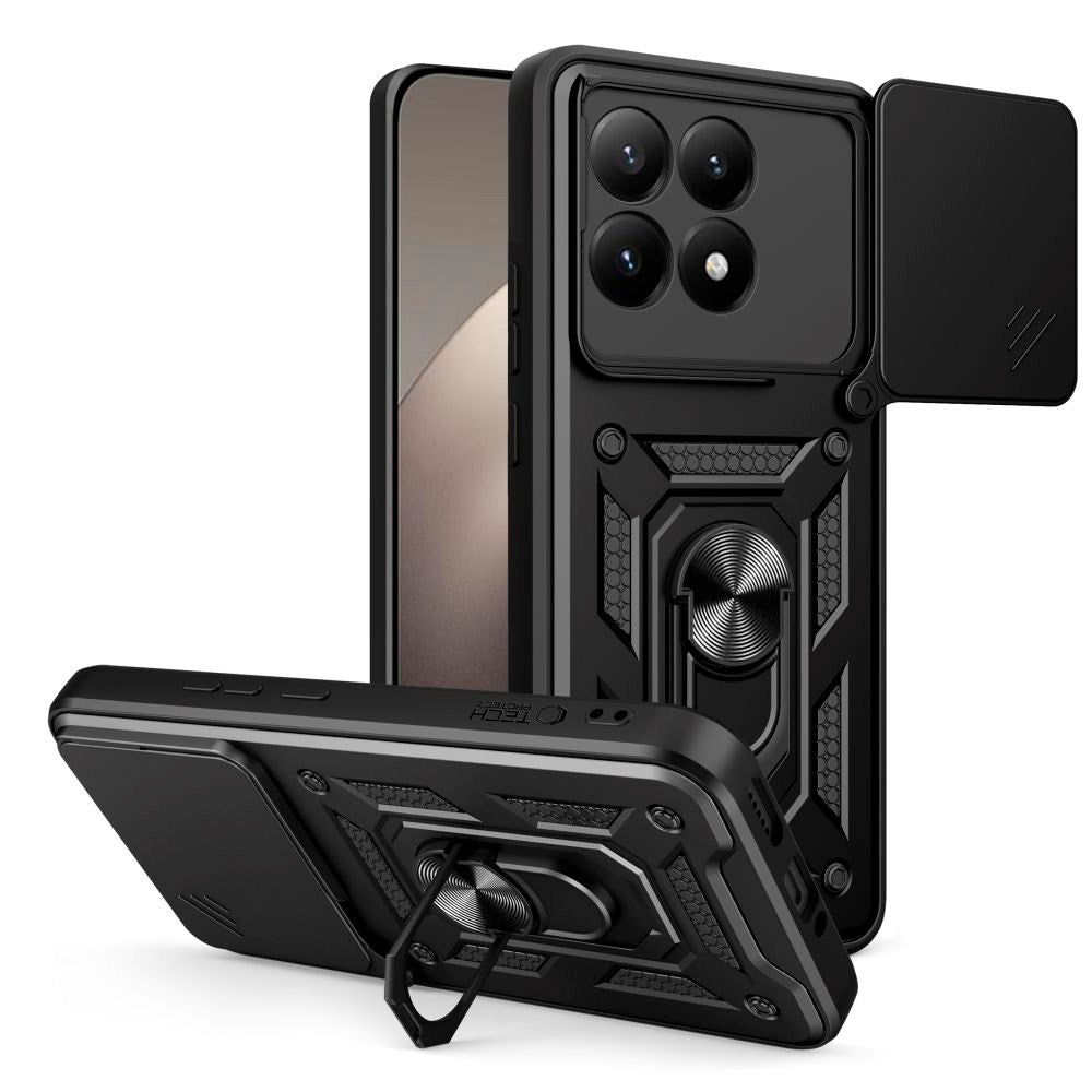 Xiaomi 15T Tech-Protect Camshield m. Magnetisk Fingerring & Ståfunktion - Sort