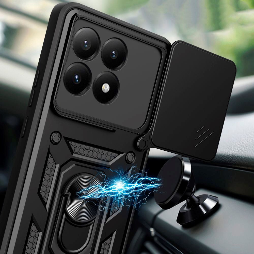 Xiaomi 15T Tech-Protect Camshield m. Magnetisk Fingerring & Ståfunktion - Sort