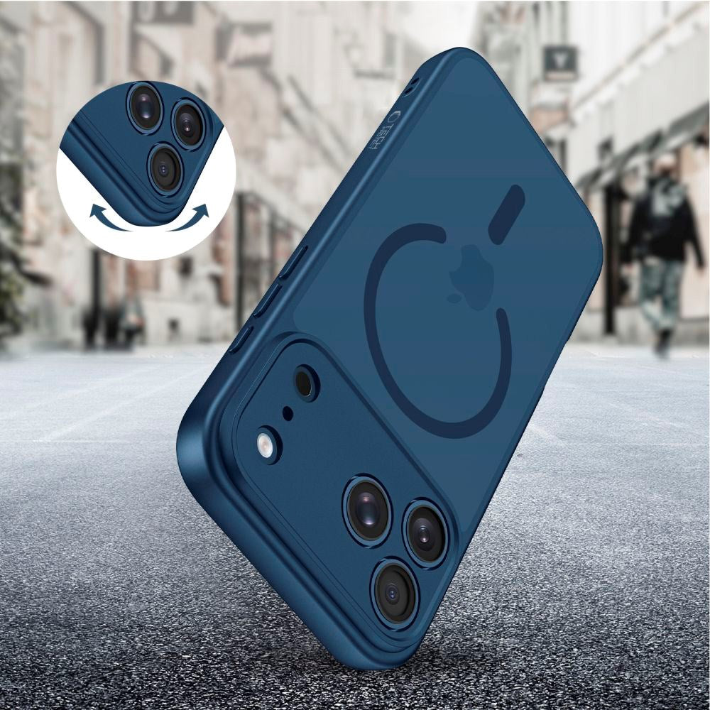 iPhone 17 Pro Max Tech-Protect BasicMag Hybrid Cover - MagSafe Kompatibel - Mat Blå