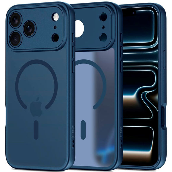 iPhone 17 Pro Max Tech-Protect BasicMag Hybrid Cover - MagSafe Kompatibel - Mat Blå