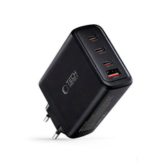 Tech-Protect 120W GaN Vægoplader m. 1 x USB-A & 3 x USB-C - Sort