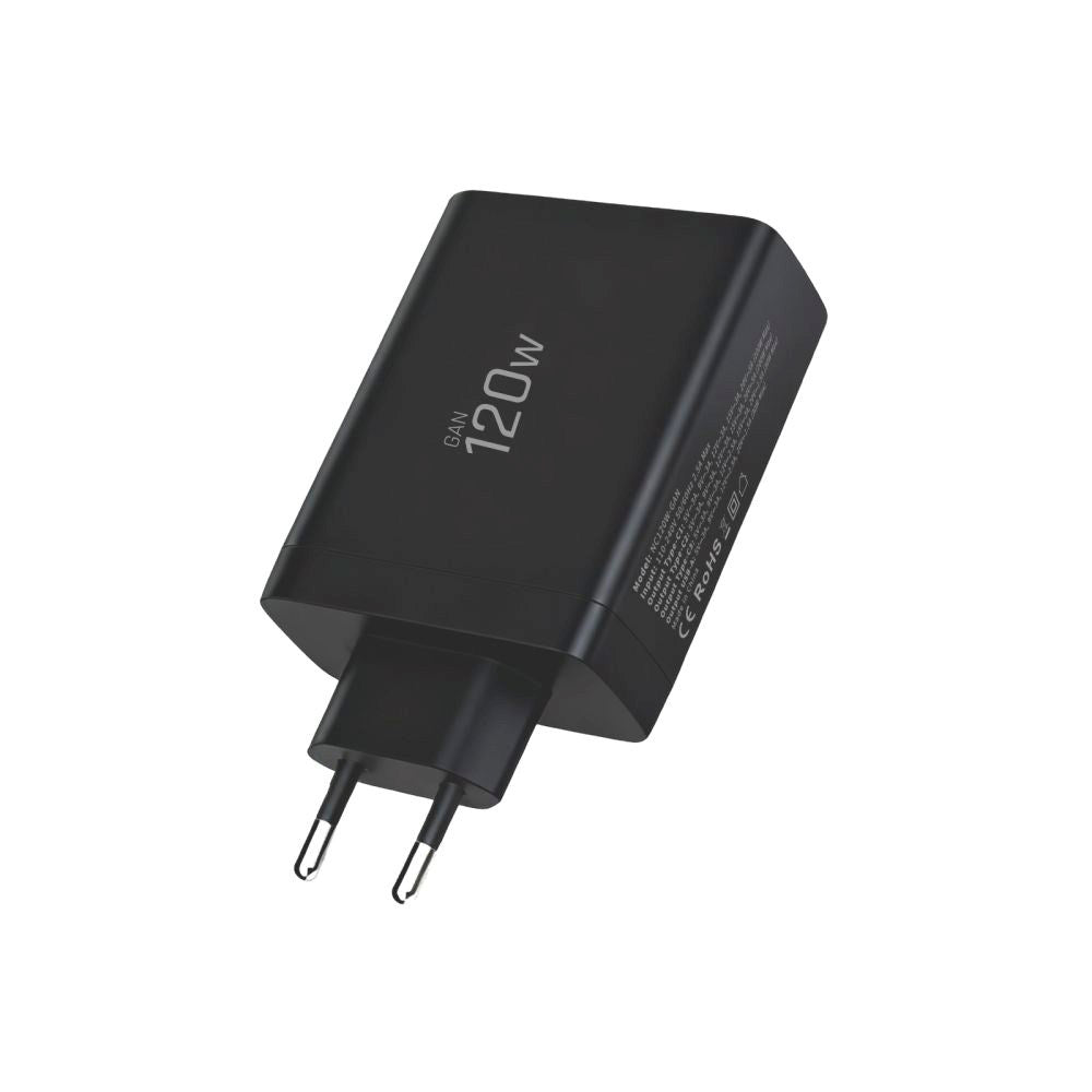 Tech-Protect 120W GaN Vægoplader m. 1 x USB-A & 3 x USB-C - Sort