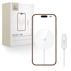 Tech-Protect 25W Qi2 Magnetisk Trådløs Oplader - MagSafe Kompatibel - Hvid