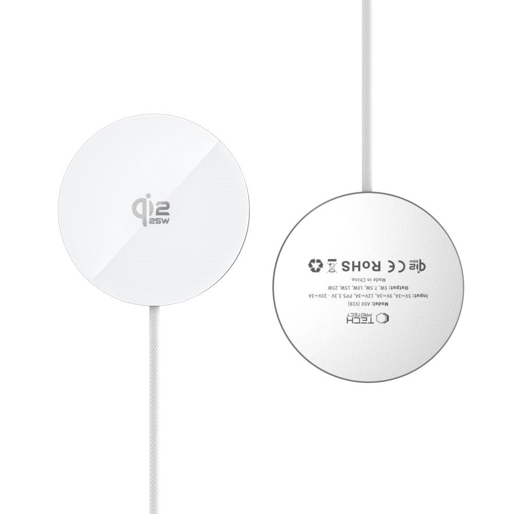 Tech-Protect 25W Qi2 Magnetisk Trådløs Oplader - MagSafe Kompatibel - Hvid