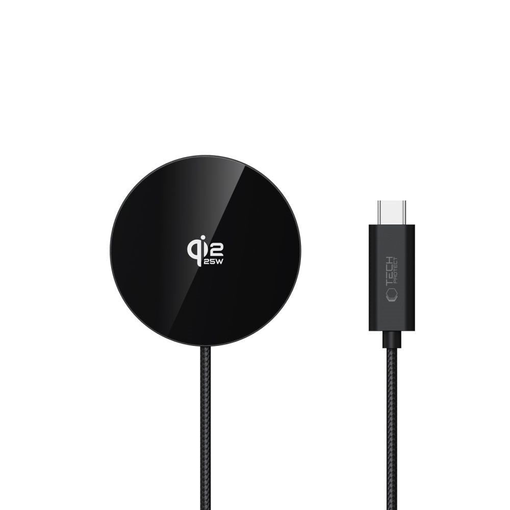Tech-Protect 25W Qi2 Magnetisk Trådløs Oplader - MagSafe Kompatibel - Sort