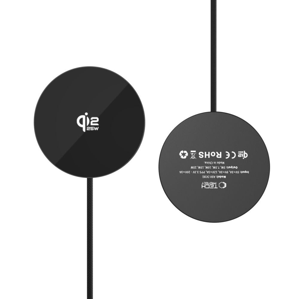 Tech-Protect 25W Qi2 Magnetisk Trådløs Oplader - MagSafe Kompatibel - Sort