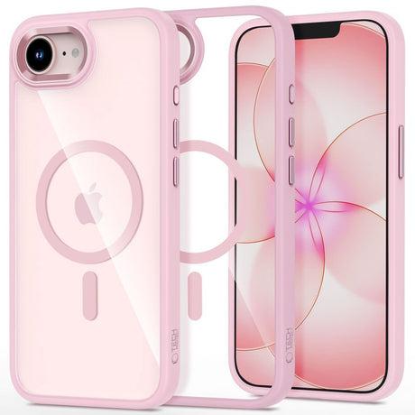 iPhone 17e / 16e Tech-Protect MagMat Cover - MagSafe Kompatibel - Gennemsigtig / Lyserød