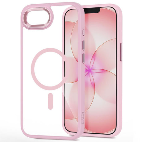 iPhone 17e / 16e Tech-Protect MagMat Cover - MagSafe Kompatibel - Gennemsigtig / Lyserød