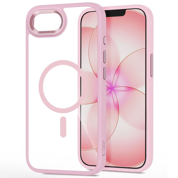 iPhone 17e / 16e Tech-Protect MagMat Cover - MagSafe Kompatibel - Gennemsigtig / Lyserød