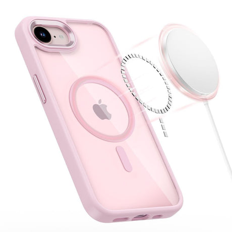 iPhone 17e / 16e Tech-Protect MagMat Cover - MagSafe Kompatibel - Gennemsigtig / Lyserød