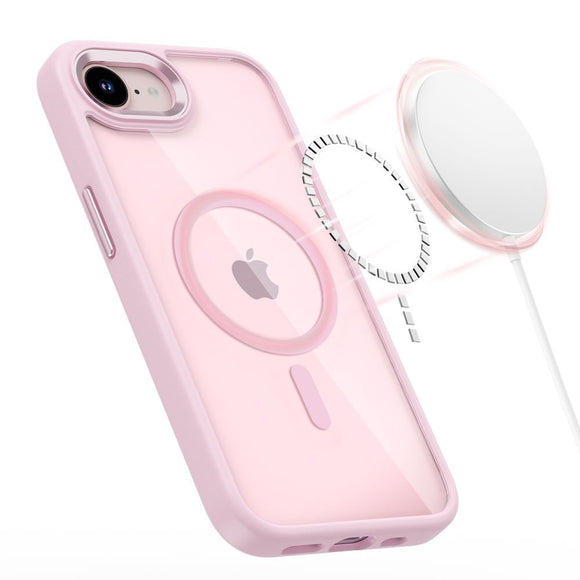 iPhone 17e / 16e Tech-Protect MagMat Cover - MagSafe Kompatibel - Gennemsigtig / Lyserød
