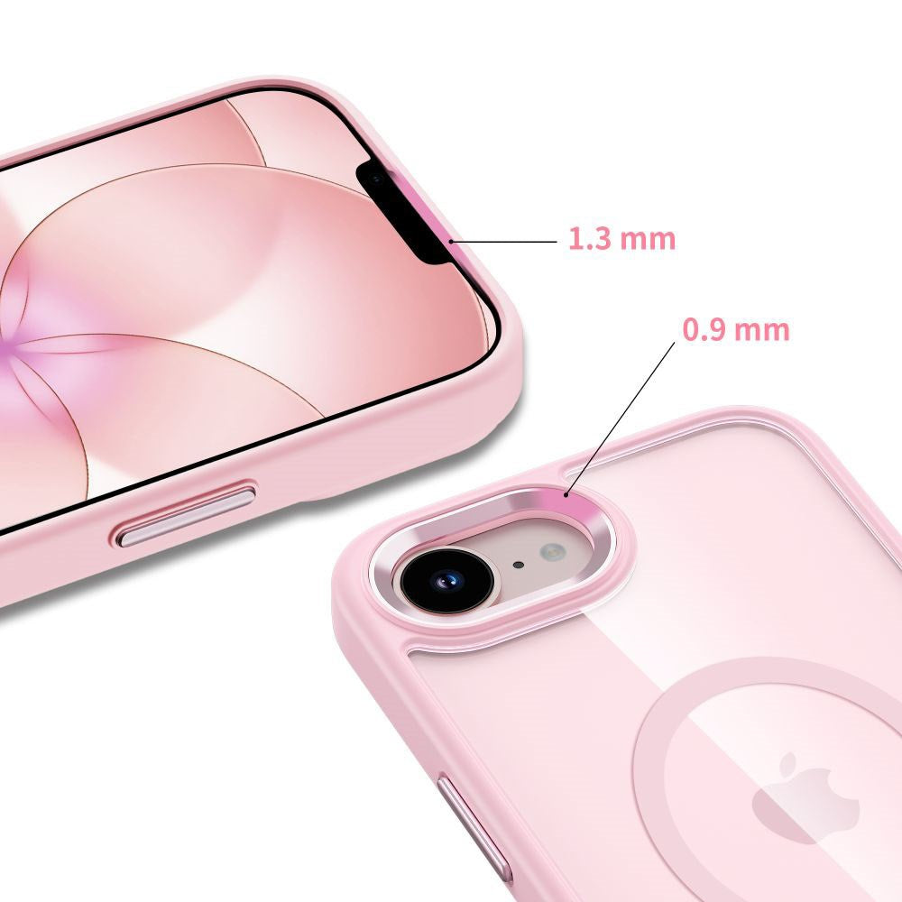 iPhone 17e / 16e Tech-Protect MagMat Cover - MagSafe Kompatibel - Gennemsigtig / Lyserød