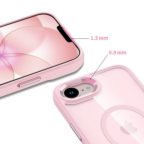 iPhone 17e / 16e Tech-Protect MagMat Cover - MagSafe Kompatibel - Gennemsigtig / Lyserød