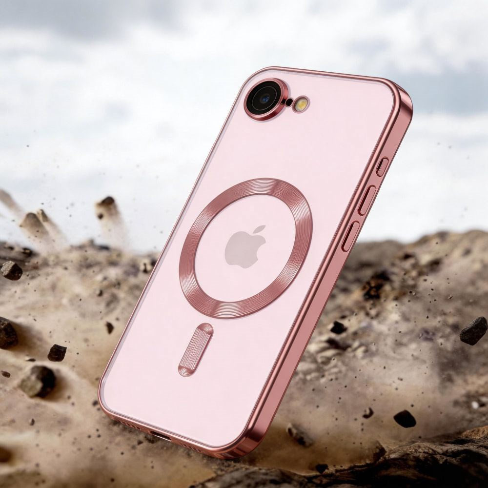 iPhone 17e / 16e Tech-Protect MagFlex Cover - MagSafe Kompatibel - Gennemsigtig / Rose Gold
