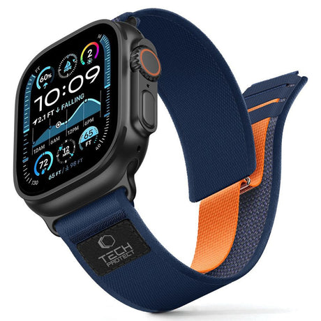 Apple Watch (44/SE/45/46/49mm) Tech-Protect Nylon Elite Rem - Blå / Orange