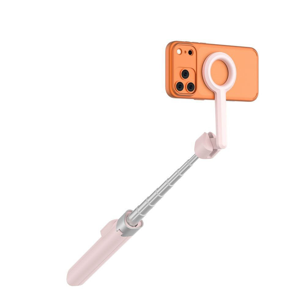 Tech-Protect L10S Bluetooth Tripod Selfie Stick - MagSafe Kompatibel - Lyserød / Sølv
