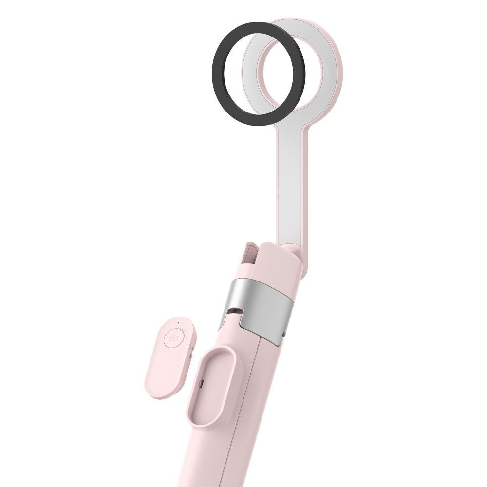 Tech-Protect L10S Bluetooth Tripod Selfie Stick - MagSafe Kompatibel - Lyserød / Sølv