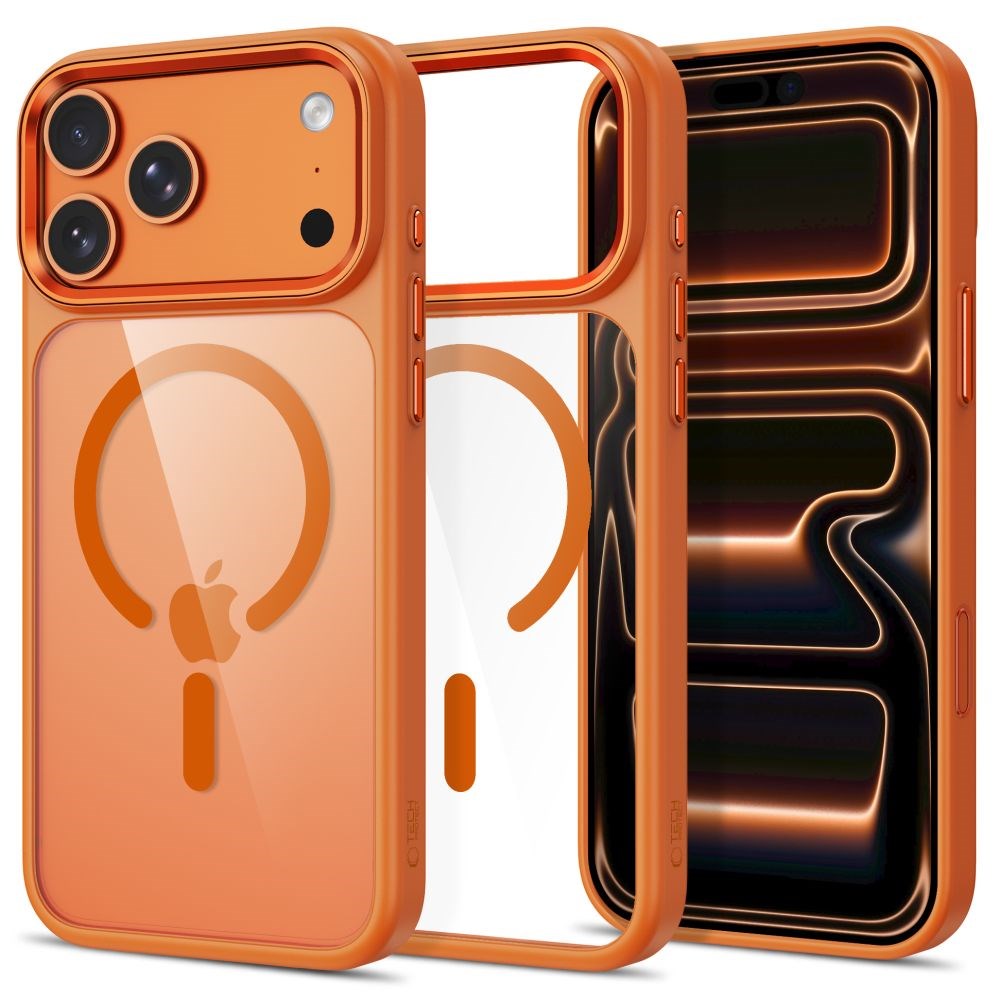 iPhone 18 Pro / 17 Pro Tech-Protect MagMat Cover - MagSafe Kompatibel - Gennemsigtig / Orange