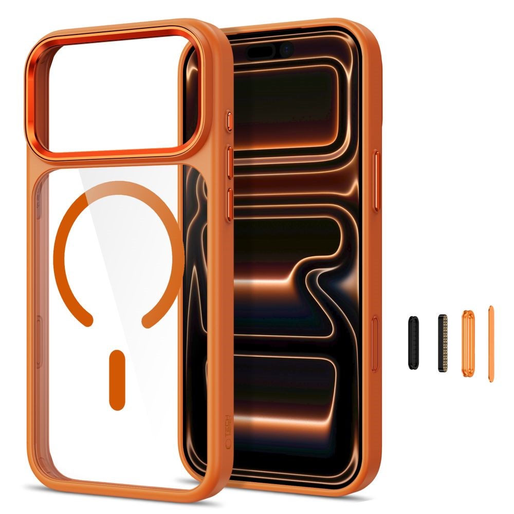 iPhone 18 Pro Max / 17 Pro Max Tech-Protect MagMat Cover - MagSafe Kompatibel - Gennemsigtig / Orange