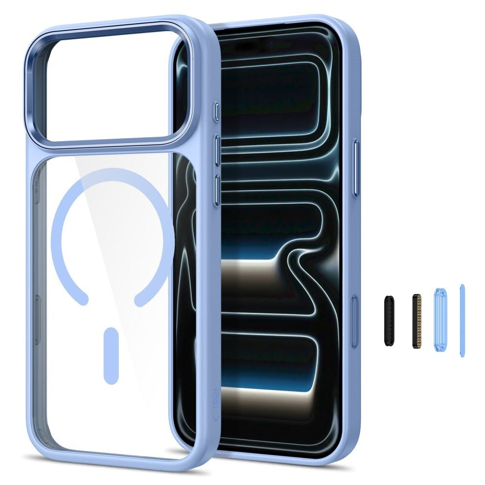 iPhone 18 Pro / 17 Pro Tech-Protect MagMat Cover - MagSafe Kompatibel - Gennemsigtig / Lyseblå
