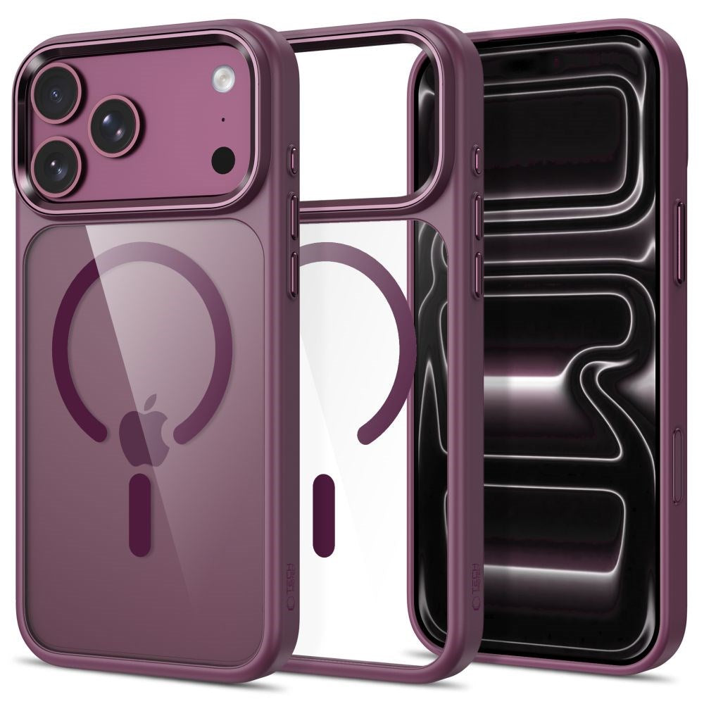 iPhone 18 Pro / 17 Pro Tech-Protect MagMat Cover - MagSafe Kompatibel - Gennemsigtig / Rød