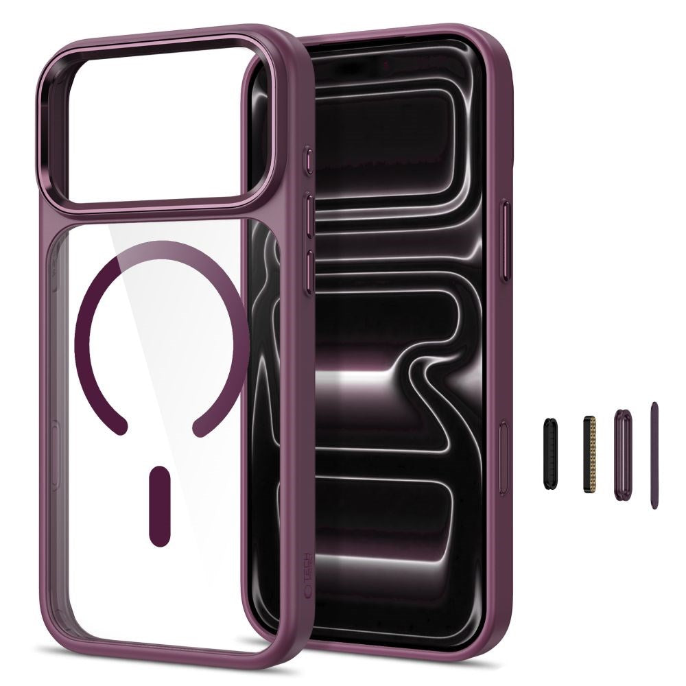 iPhone 18 Pro Max / 17 Pro Max Tech-Protect MagMat Cover - MagSafe Kompatibel - Gennemsigtig / Rød